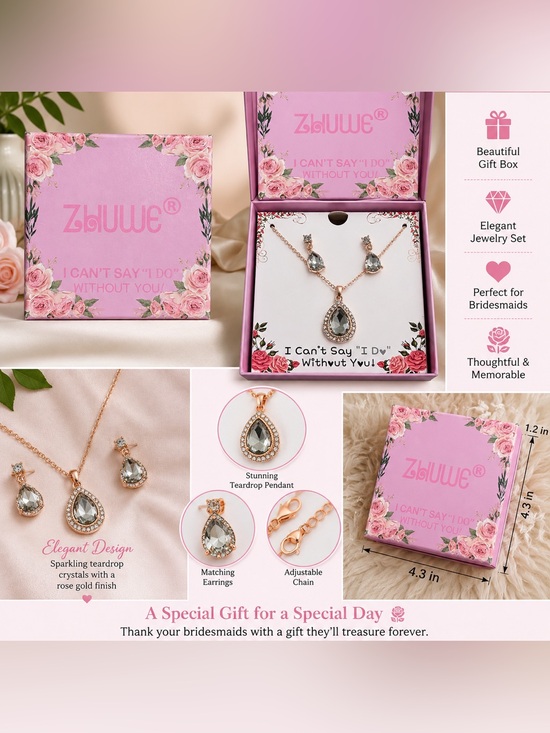 Jewelry - Necklace/Earrings Set - Bridesmaid, Wedding Gift “ can’t say I do without you”